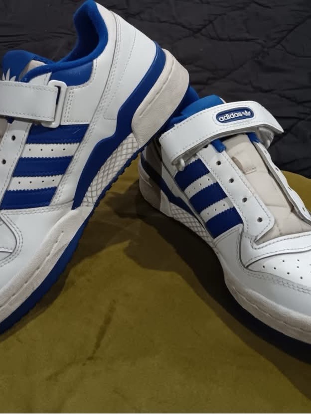 adidas White and Blue Velcro Strap Sneakers
